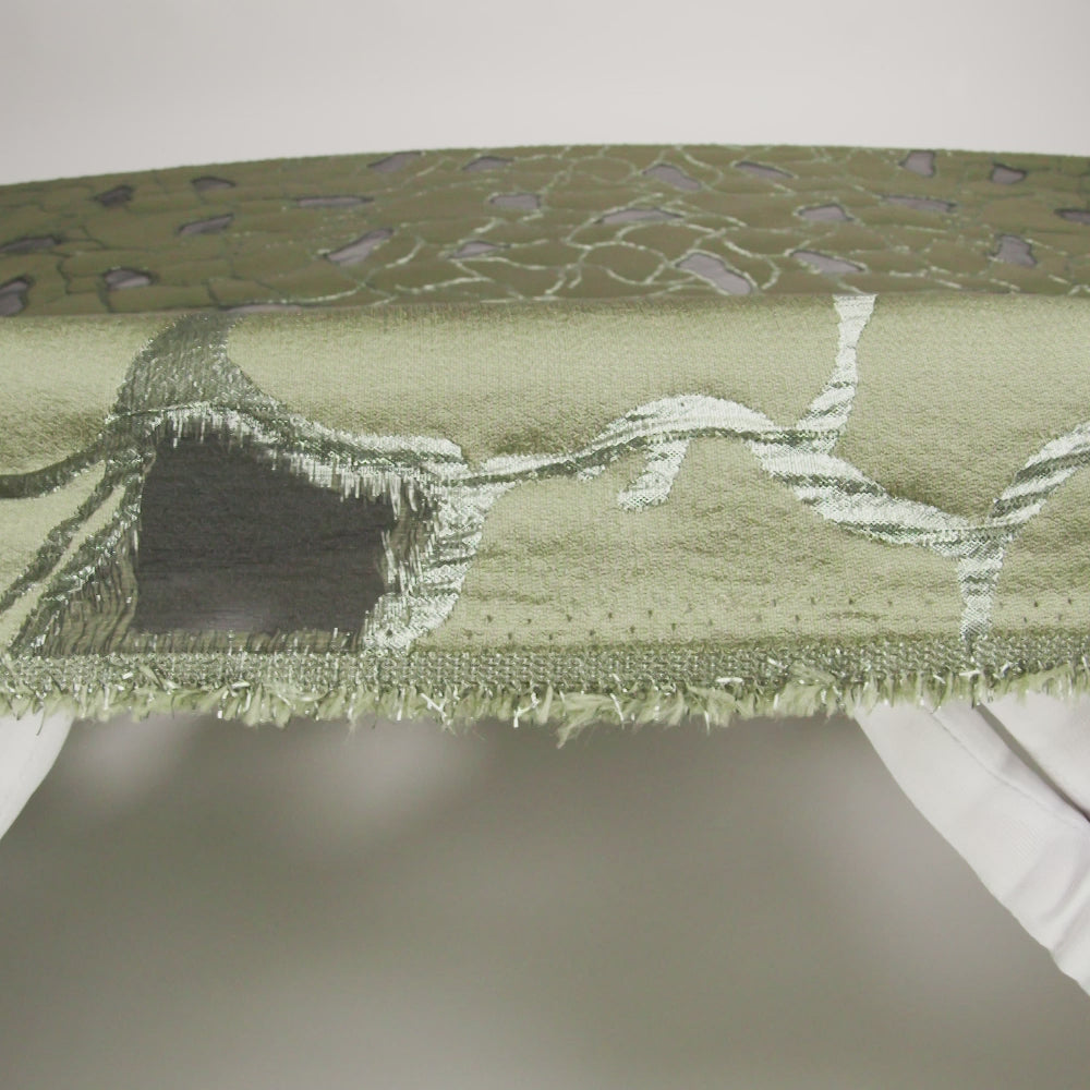 Metallic Olive Green Abstract Luxury Burnout Brocade - Image 6 of 7