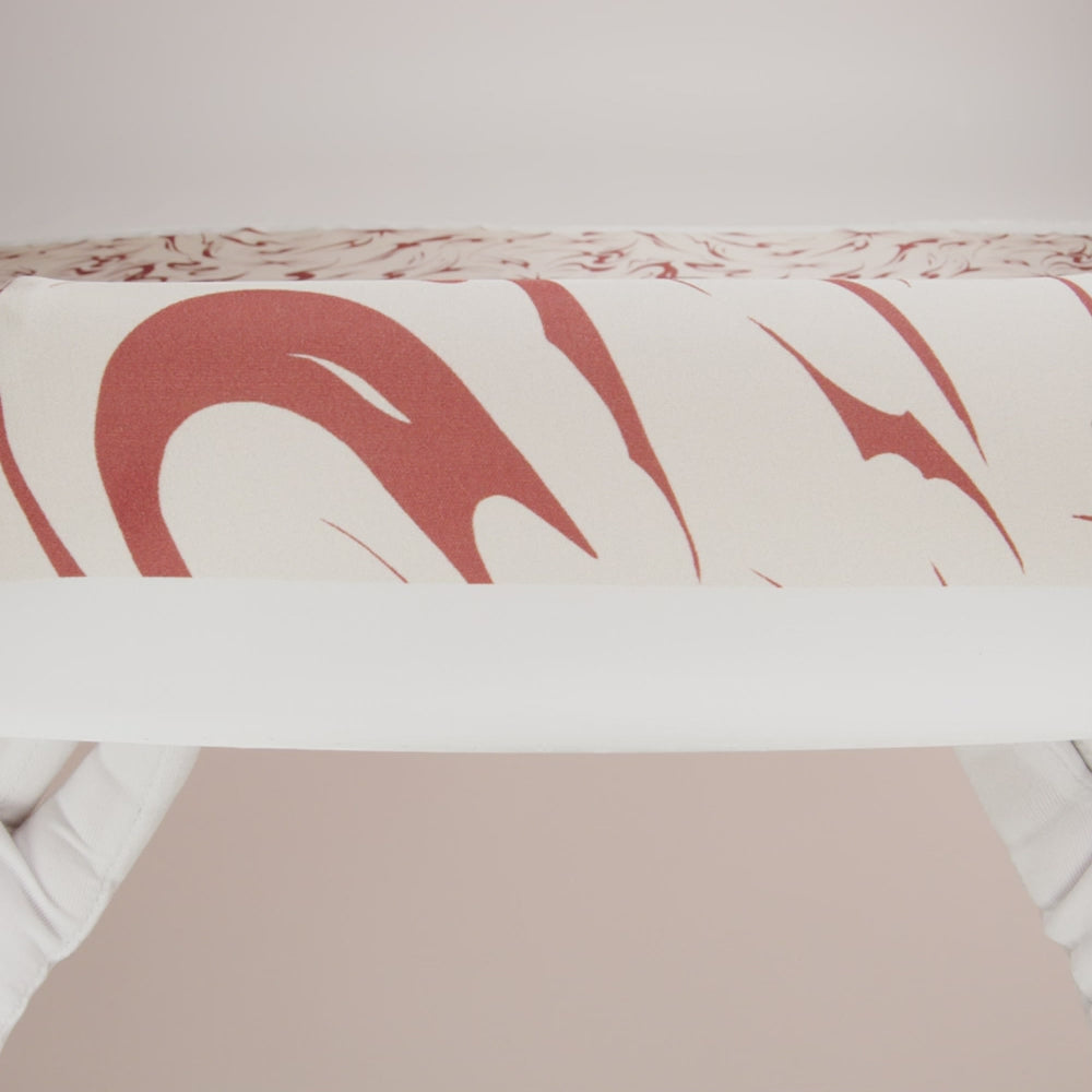 Sustainable and Recycled Viscose Satin Print - Red and Cream Swirls and Stars - Mood Exclusive Vincent's Hope