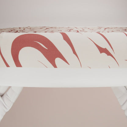 Sustainable and Recycled Viscose Satin Print - Red and Cream Swirls and Stars - Mood Exclusive Vincent's Hope