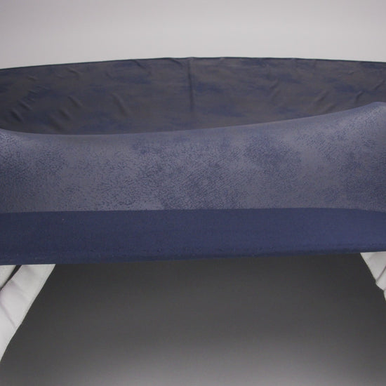 Faux Leather Foil Stretch Polyester Knit - Navy Cloud Textured - Vanessa Collection