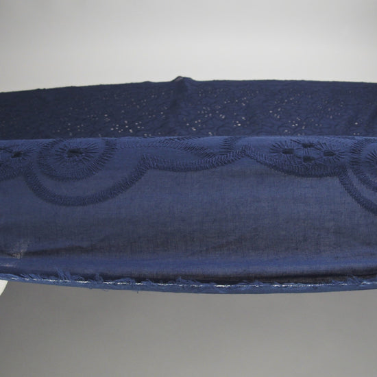 Embroidered Eyelet Cotton Voile - Medieval Blue Big Flowers - Naomi Collection