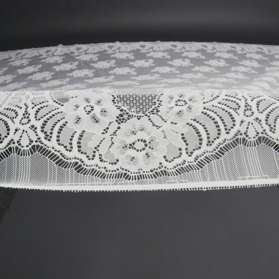 Re-Embroidered Lace with Scalloped Borders - White Fancy Flowers