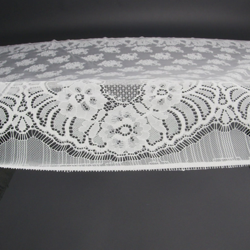 Re-Embroidered Lace with Scalloped Borders - White Fancy Flowers