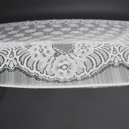 Re-Embroidered Lace with Scalloped Borders - White Fancy Flowers