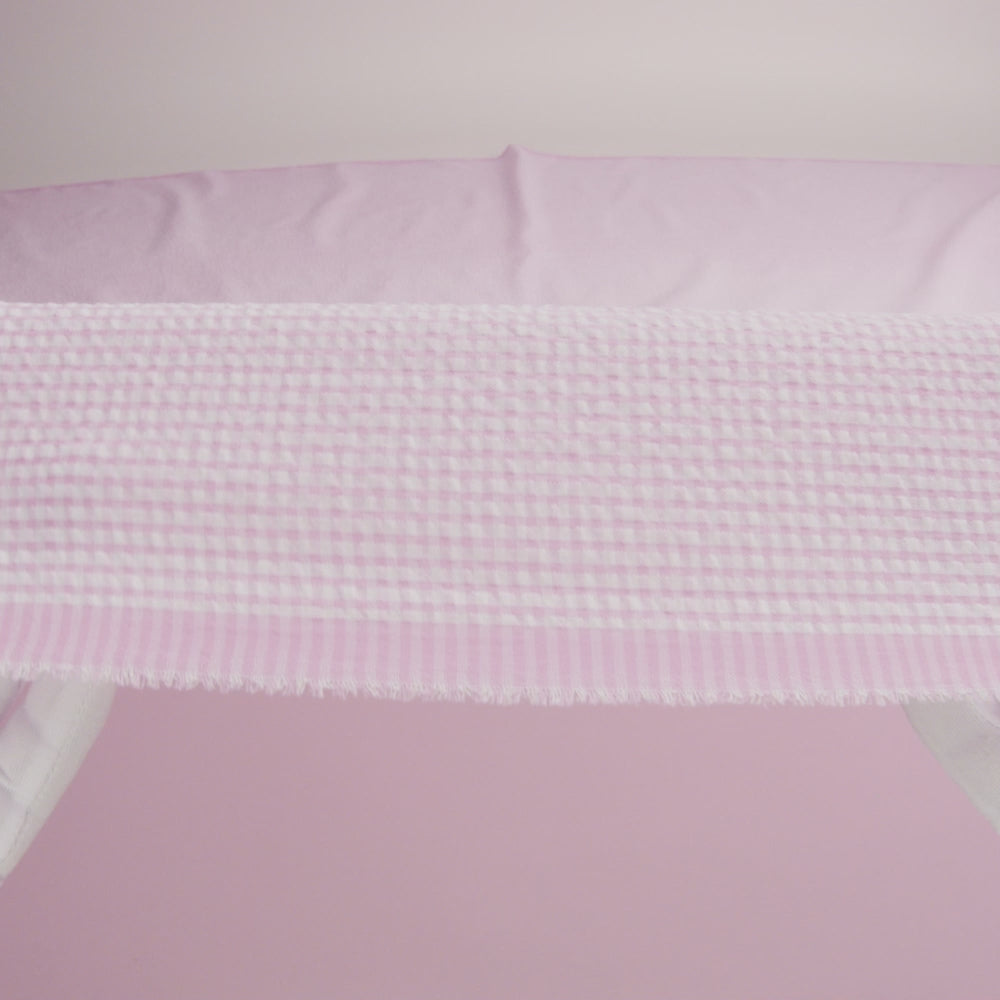 Polyester and Cotton Seersucker - Pink and White Checks - Wylie Collection