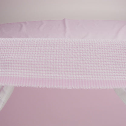 Polyester and Cotton Seersucker - Pink and White Checks - Wylie Collection