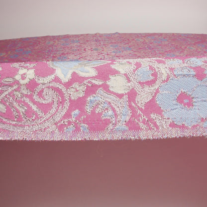Pink, Pale Blue and Silver Floral Damask Metallic Luxury Brocade