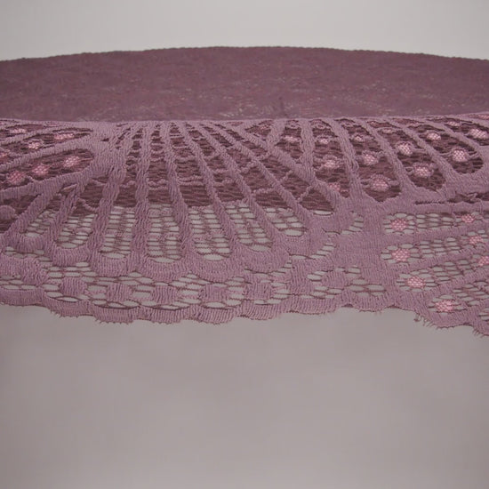 Stretch Raschel Lace with Finished Edges - Old Rose and Salmon Shell Fans - Image 6 of 6