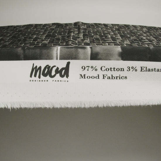 Stretch Cotton Sateen - Gray Painted Squares - Haunted Blocks Print - Mood Exclusive Twilight Collection