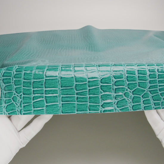 Faux Crocodile Patent Leather - Turquoise - Brisbane Collection