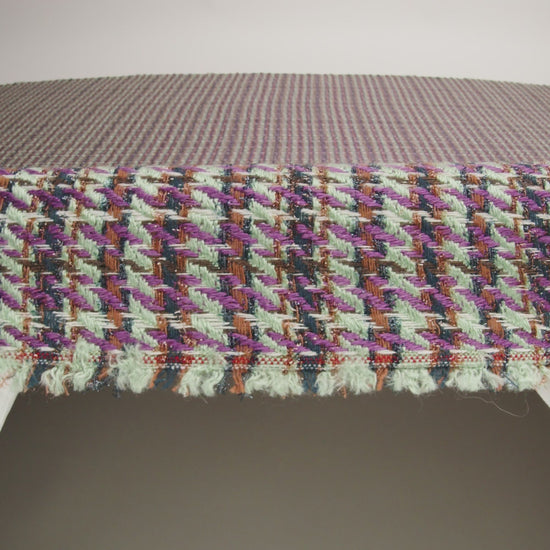 Metallic Wool Blend Tweedy Twill - Purple, Mint and Brown Plaid