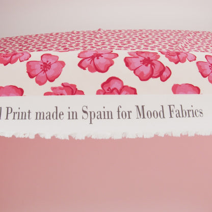 Recycled Polyester Swim Trunk Fabric - White and Pink Floral - Hawaiian Rollercoaster Print - Mood Exclusive Malibu Collection