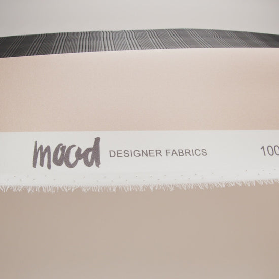 Silk Charmeuse Print 16MM, Made in Italy - Beige, Gray and Black Glen Check Ombre