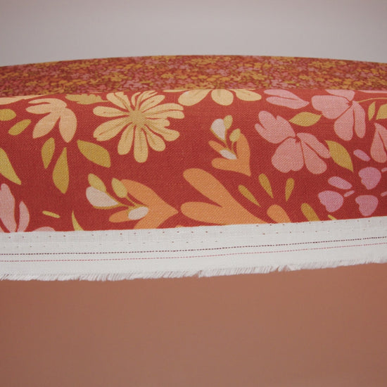 Medium Weight Linen Woven Print - Terracotta, Lemon and Sage Floral