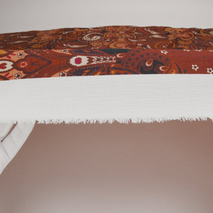 Slubbed Gauzy Cotton Woven - Brick Red, Dark Peach and Golden Ochre Paisley - Mood Exclusive Spice Market Print
