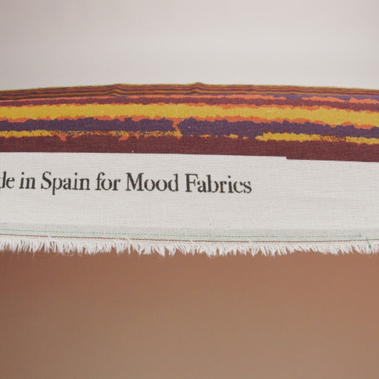 Linen and Rayon Woven - Purple, Orange and Yellow Stripes - Foliate Pathways Print - Mood Exclusive Jack-O-Lantern Collection - Image 6 of 7