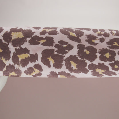Famous Australian Designer Muted Orchid and Brown Leopard Spots Silk Woven