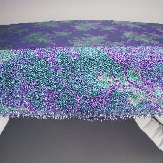 Metallic Purple, Lilac and Teal Crackled Floral Luxury Brocade