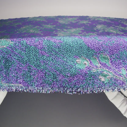 Metallic Purple, Lilac and Teal Crackled Floral Luxury Brocade