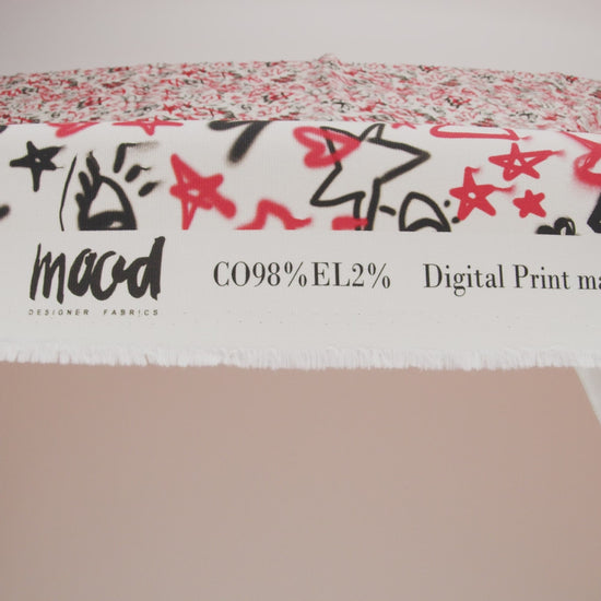 Stretch Cotton Canvas - Red and Black Graffiti Doodles - Spontaneous Collaboration Print - Mood Exclusive Metro Collection - Image 6 of 7