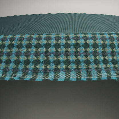 Wool Blend Tweedy Twill - Cerulean Blue, Olive and Dark Green Diamonds