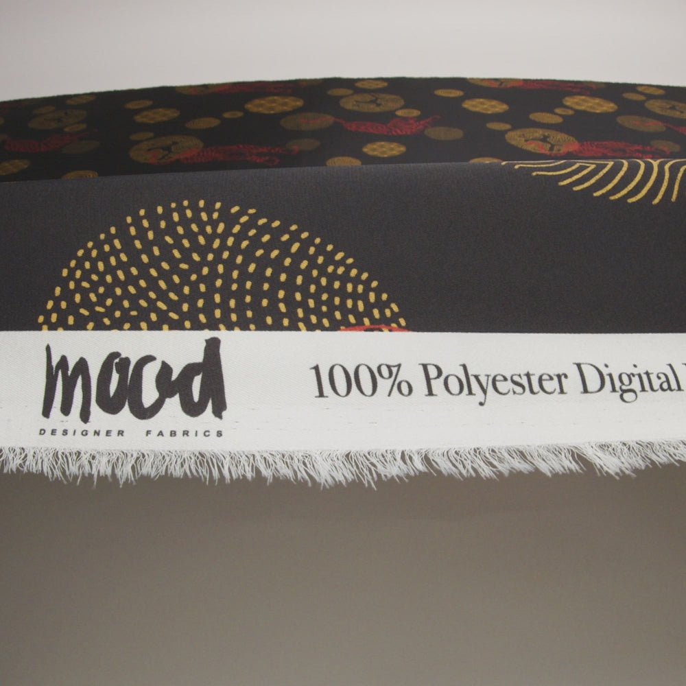 Recycled Polyester Twill Print - Black and Yellow Tigers and Circles - Mood Exclusive Last Known Survivor - Image 6 of 6