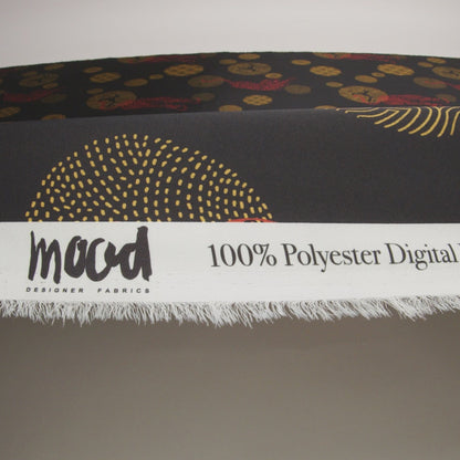 Recycled Polyester Twill Print - Black and Yellow Tigers and Circles - Mood Exclusive Last Known Survivor