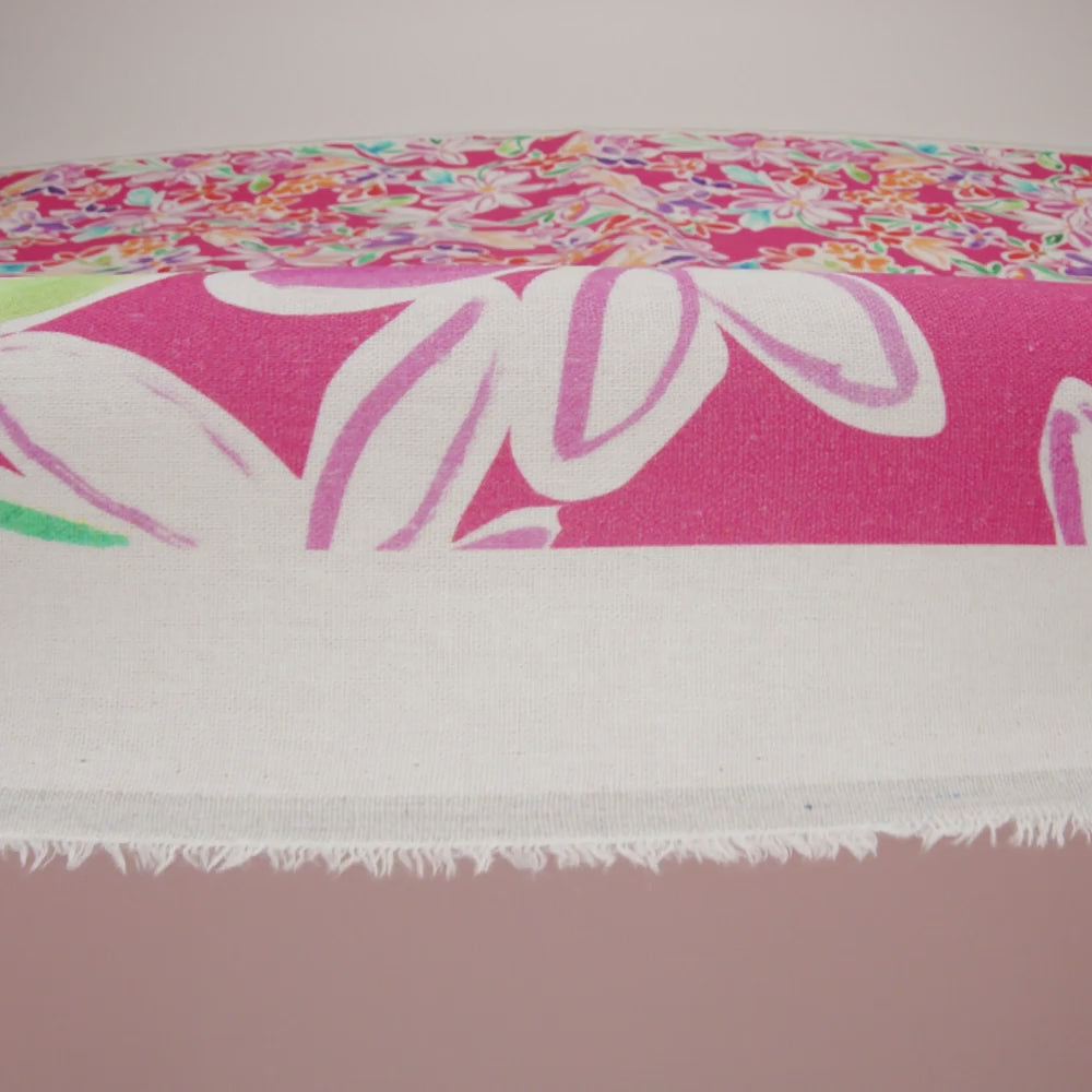 Linen and Rayon Woven - Hot Pink, Purple and Orange Flower Sketches - Mood Exclusive Penpal Petals Print - Image 6 of 6