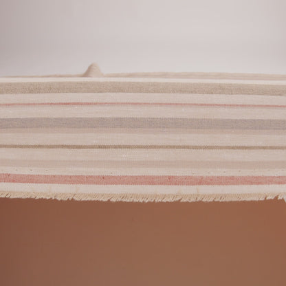 Olive, Tangerine and Smoke Gray Striped Stretch Linen and Rayon Woven