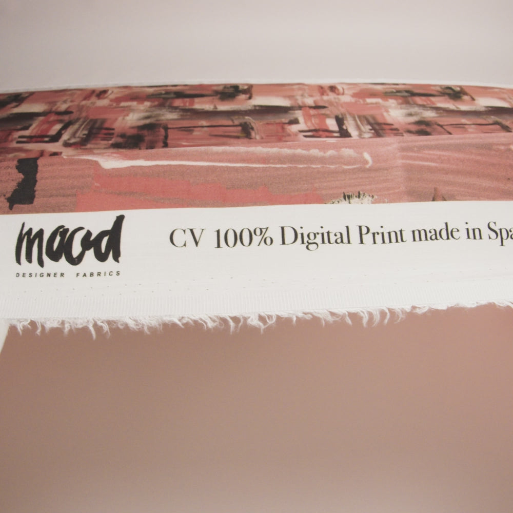 Rayon Challis - Pink and Gray Brushstrokes - Brush With Danger Print - Mood Exclusive Rio Collection