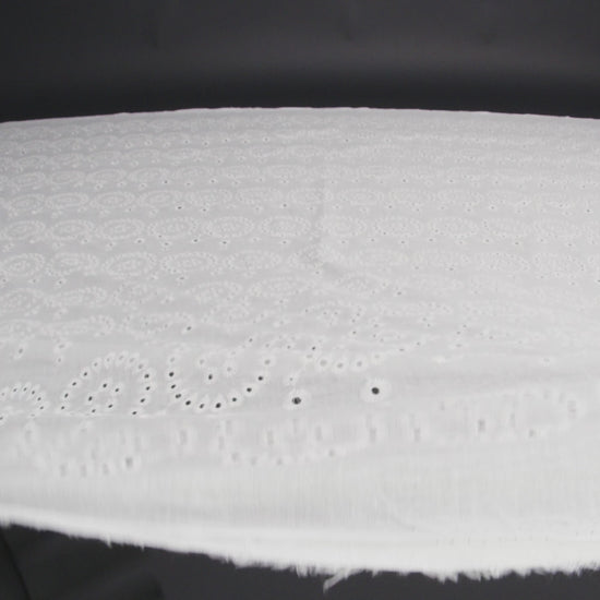 Embroidered Eyelet Cotton Voile - White Big Circles - Naomi Collection