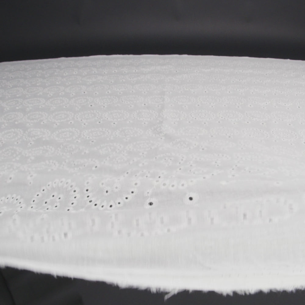 Embroidered Eyelet Cotton Voile - White Big Circles - Naomi Collection