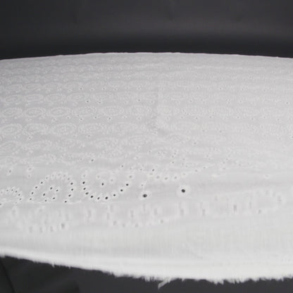 Embroidered Eyelet Cotton Voile - White Big Circles - Naomi Collection
