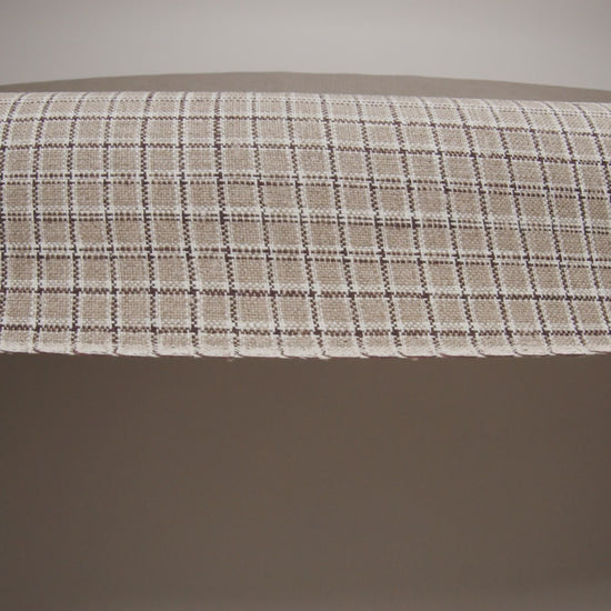 Heavyweight Linen Woven - Beige, Brown and White Shadow Windowpane Check