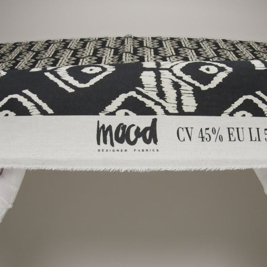 Linen and Rayon Woven - Midnight and Off White Soft Geometrics - Mood Exclusive Geo Drift Print - Image 6 of 6
