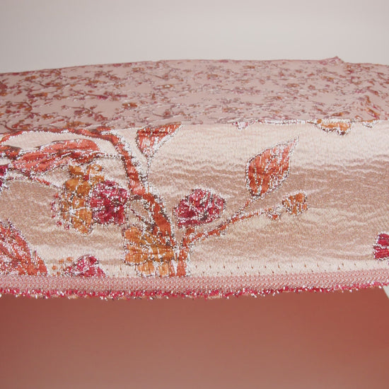 Metallic Orange and Red Flowering Vines Luxury Brocade - Image 6 of 7