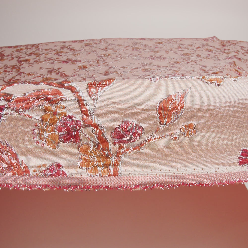 Metallic Orange and Red Flowering Vines Luxury Brocade - Image 6 of 7