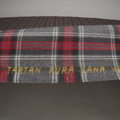 Virgin Wool Twill Made in Italy - Heathered Gray and Red Plaid