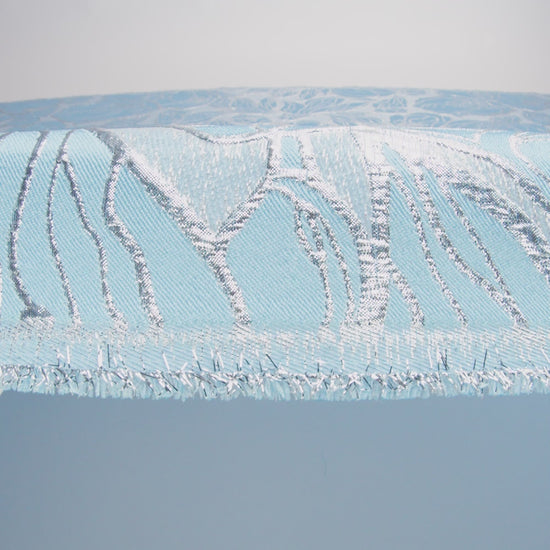 Metallic Silver and Baby Blue Outlined Florals Luxury Brocade - Image 6 of 7