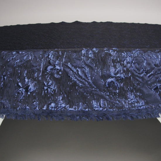 Navy and Royal Blue Luxury Floral Metallic Brocade