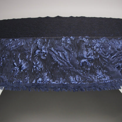 Navy and Royal Blue Luxury Floral Metallic Brocade