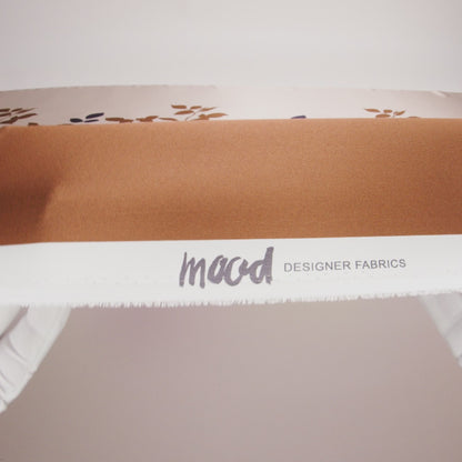 Mood Exclusive Italian Brown, Evening Rose and Mint Floral Border Digitally Printed Silk Charmeuse