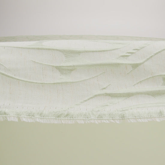 Luminous Sage Green and Heathered Beige Ripples Lightweight Polyester and Linen Brocade - Image 6 of 6