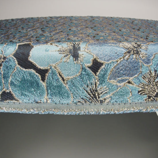 Metallic Gold, Sky and Country Blue Floral Frolic Luxury Brocade