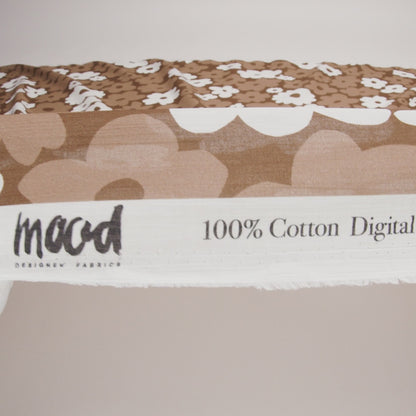 Crinkled Cotton Gauzy Woven - Brown, Tan and White Retro Florals - Mood Exclusive Boogie & Bloom Print