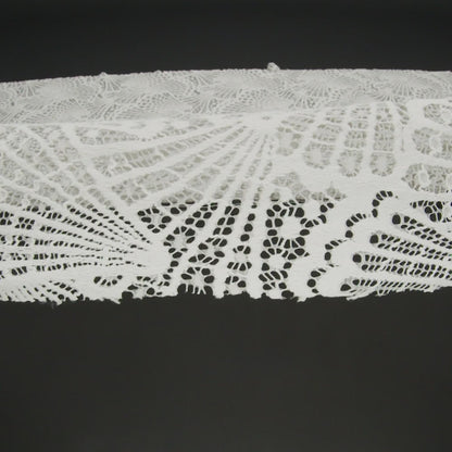 Stretch Raschel Lace with Finished Edges - Ivory Shell Fans