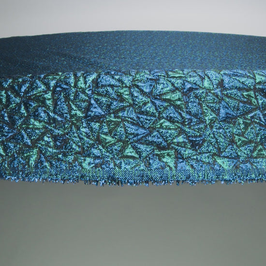 Mood Exclusive Metallic Royal Blue and Teal Tactile Triangles Luxury Brocade