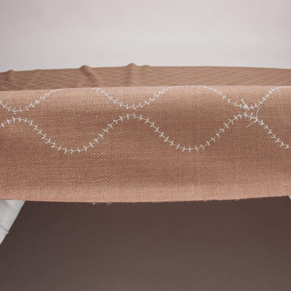 Cashew and Brilliant White Ogee Stitched Raw Silk Matka - Image 5 of 5