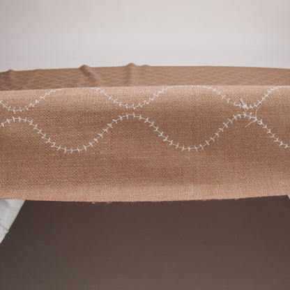 Cashew and Brilliant White Ogee Stitched Raw Silk Matka