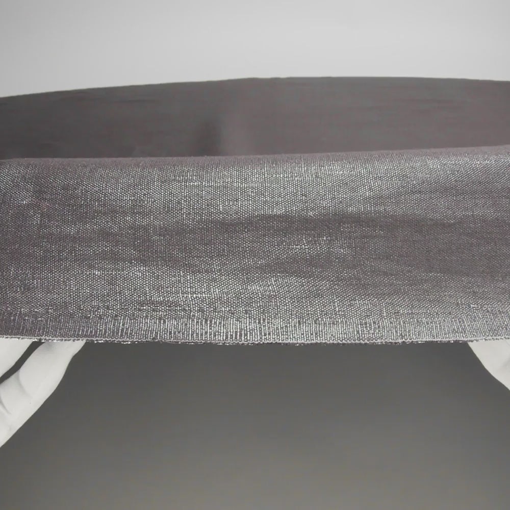Medium Weight Linen Woven with Metallic Foiling - Smoke Gray and Silver - Bianca Collection - Image 5 of 5
